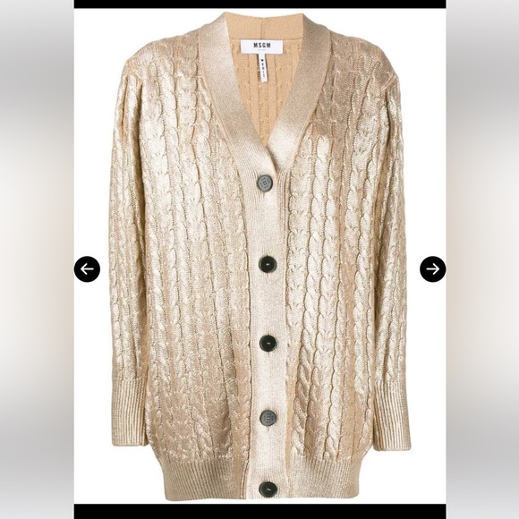 MSGM Metallic Gold Knit Cardigan (INT XL) - Picture 4 of 5